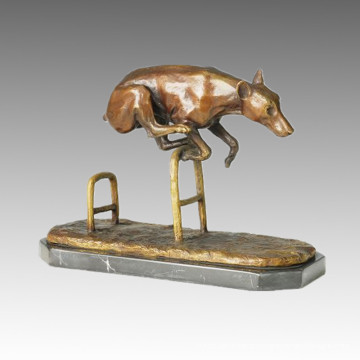 Anima Bronze Sculpturel Dog Jumping Резьба Деку Статуя латуни Tpal-130